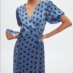Zara Blue with Black Polka Dots